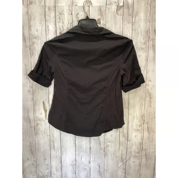 Anne Klein Standard Contrast-Panel Shirt Black Supima Cotton Size 2/M - Picture 2 of 5